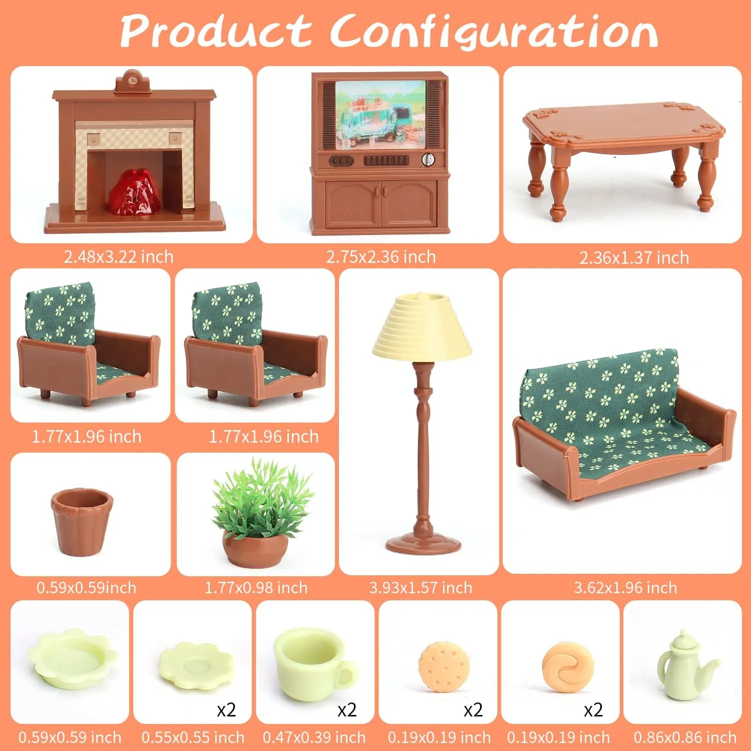Dollhouse Furniture Set for Kids Toys Miniature Doll House Accessories Pretend Play Toys for Boys Girls & Toddlers Age 3  with Living Room