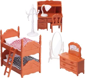 Dollhouse Furniture Set for Kids Toys Miniature Doll House Accessories Pretend Play Toys for Boys Girls & Toddlers Age 3  with The Bedroom