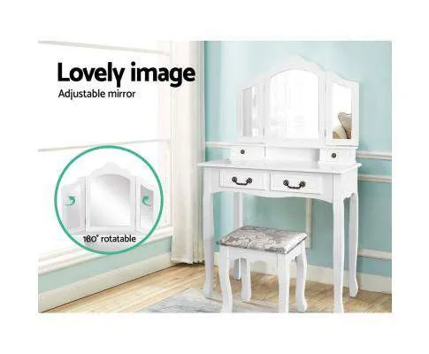 Dressing Table with Mirror - White