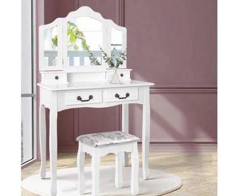 Dressing Table with Mirror - White