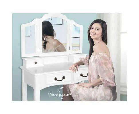 Dressing Table with Mirror - White