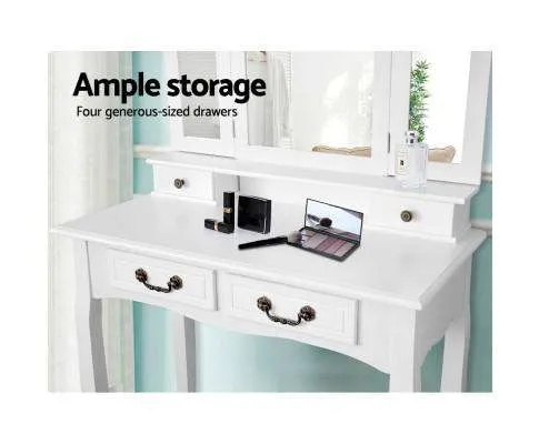 Dressing Table with Mirror - White