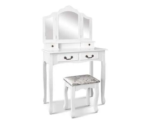 Dressing Table with Mirror - White