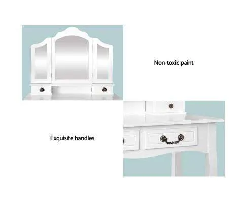 Dressing Table with Mirror - White
