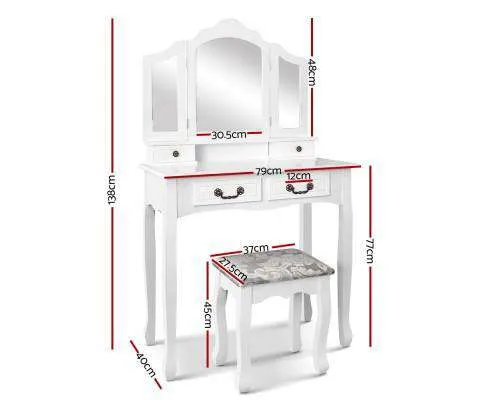 Dressing Table with Mirror - White