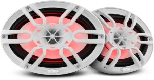 DS18 Hydro NXL-69 - High End Coaxial Speaker Pair - 2-Way Marine Speaker with Integrated RGB Lights - 375 Watt Car Audio System - Water Resistant Speakers - 6 x 9 Inches, White