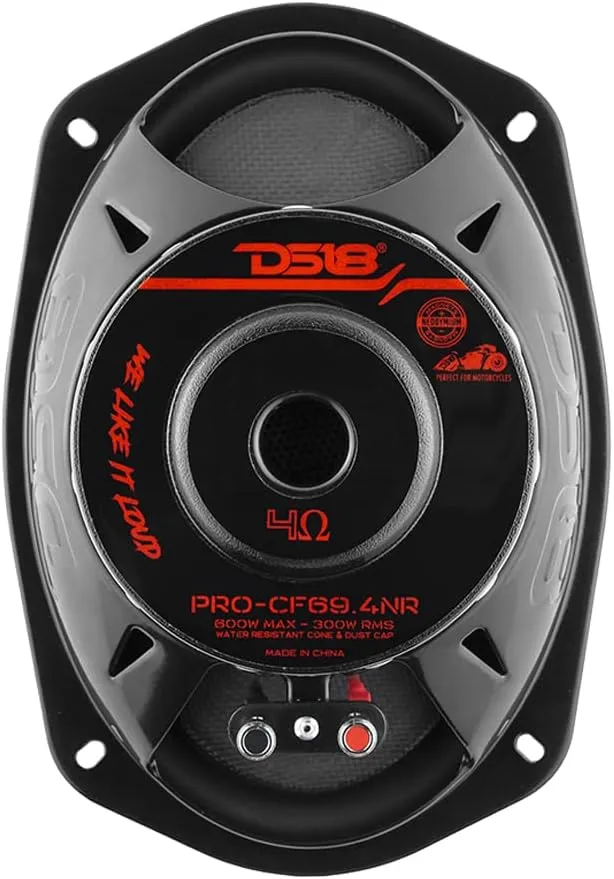 DS18 PRO-CF69.4NR 6 x 9 Inches Water Resistant Loudspeaker - Mid-Bass Carbon Fiber Cone and Neodymium Rings Magnet 600 Watts 4-Ohms - Ideal for Motorcycle & Motorsports (1 Speaker)