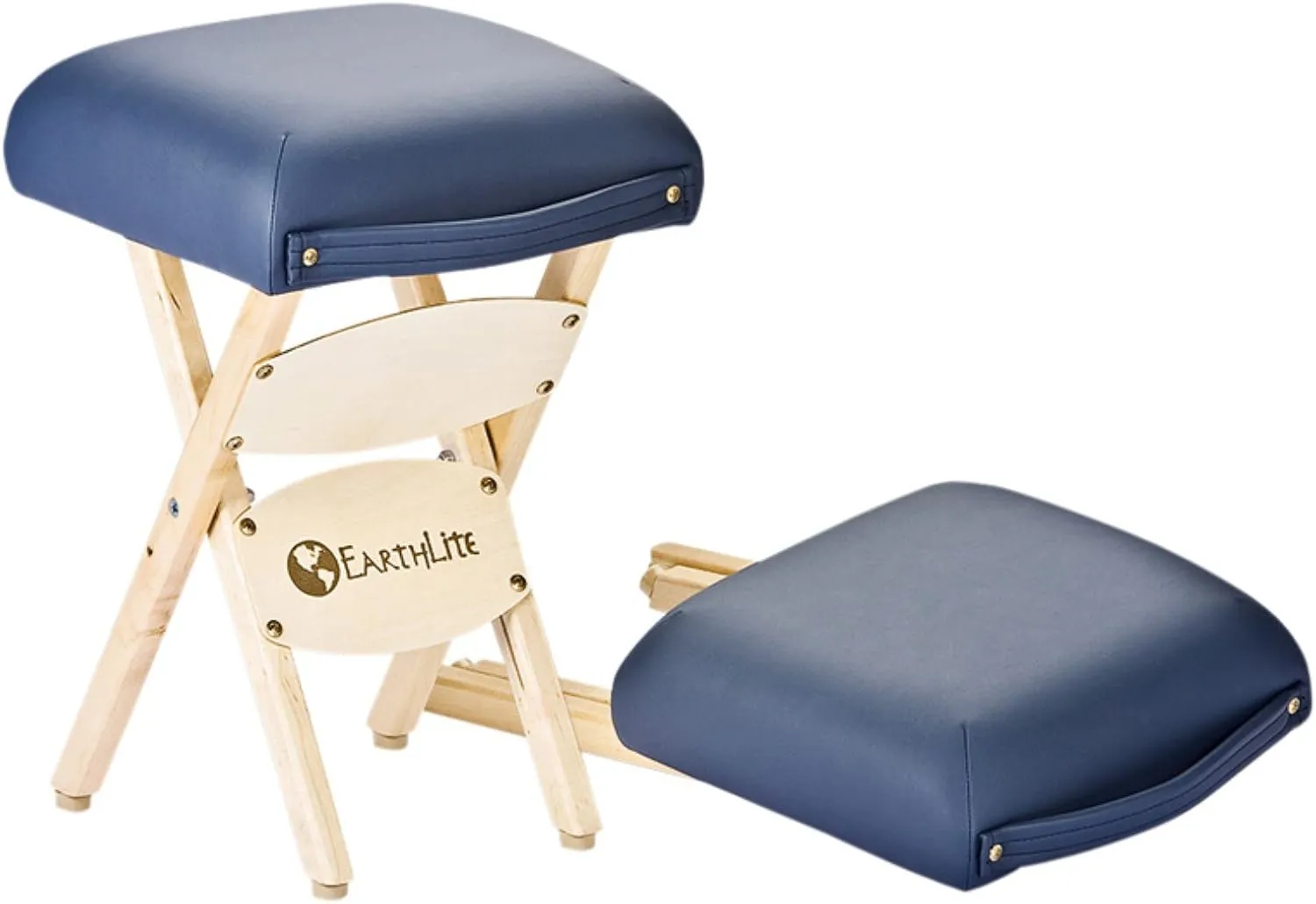 EARTHLITE Wooden Folding Stool - Hardwood Maple, CFC-Free, Massage Table Medical Spa Facial Salon Chair, Black , 19.00 x 13.00 x 13.00 Inches