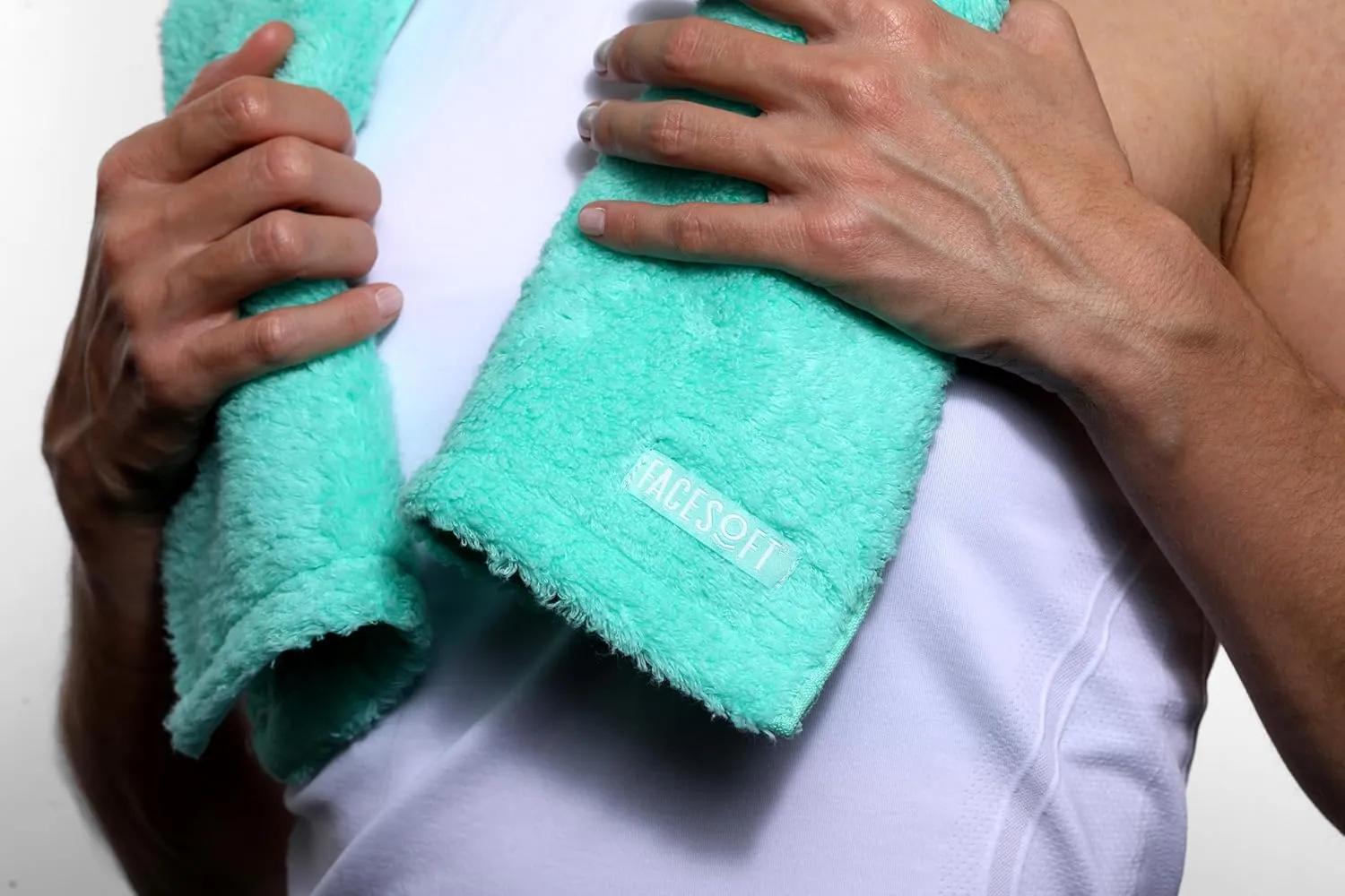 Eco Friendly Gym Towel for Working Out - Soft and Absorbent Cotton Exercise Towel - No Synthetic Microfibers or Plastics - Sweat Towel for Gym, Fitness, Sports, Yoga - Aqua - 1 Pc