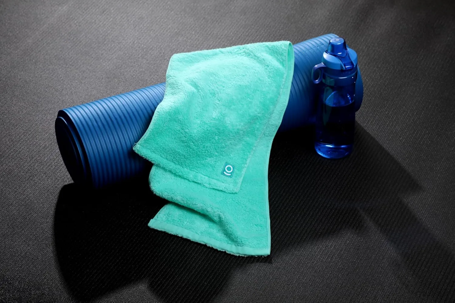 Eco Friendly Gym Towel for Working Out - Soft and Absorbent Cotton Exercise Towel - No Synthetic Microfibers or Plastics - Sweat Towel for Gym, Fitness, Sports, Yoga - Aqua - 1 Pc
