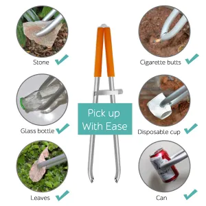EJG 36" Long Trash & Garbage Picker Grabber, Lightweight Aluminium & Rustproof, Litter Pick Up Stick, Trash Tong, Reaching Assist Tool, Reacher Tool for Elderly, Garden Nabber Plogging (Orange)
