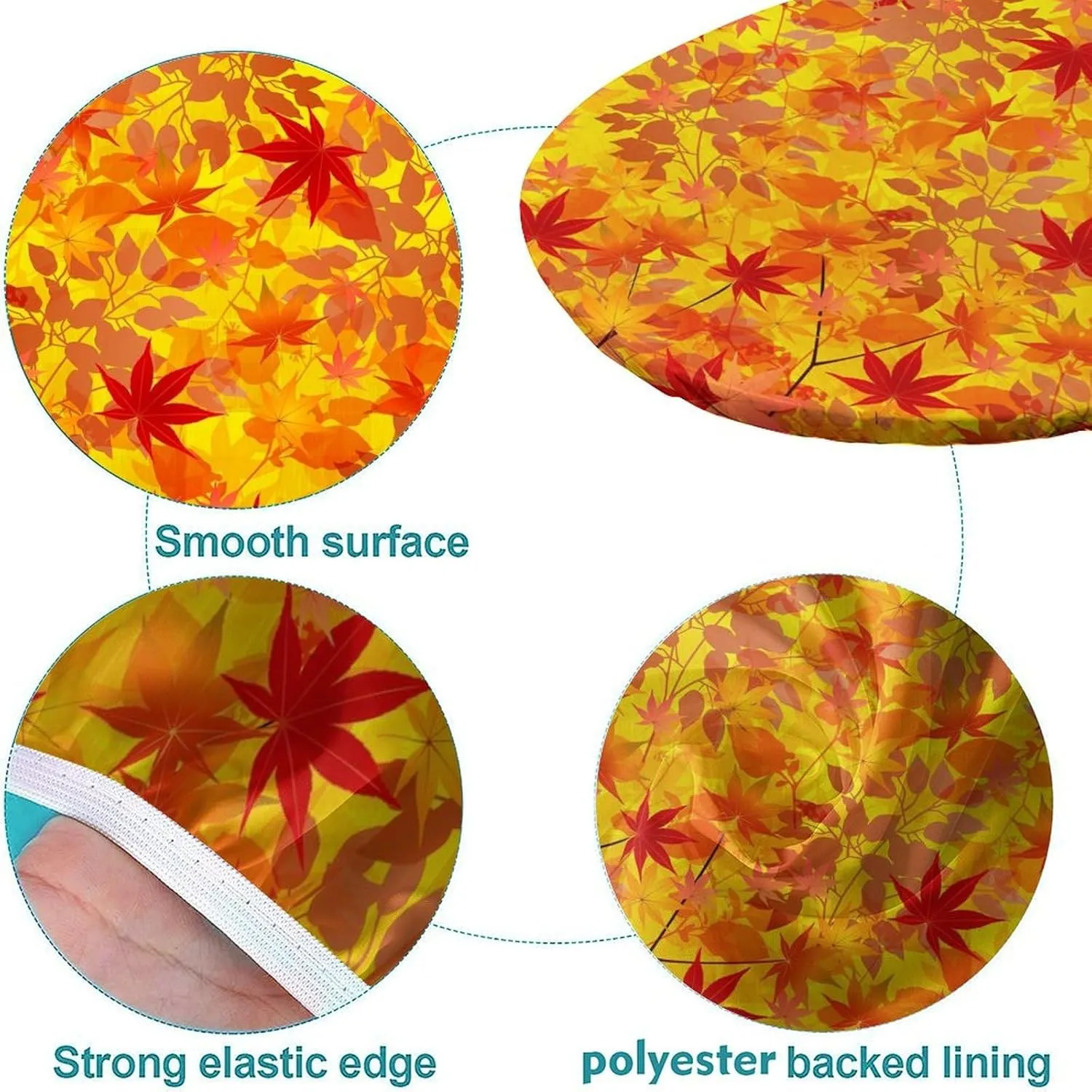 Elastic Edge Oval Fitted Tablecloth, Autumn Leaves Table Cloth, Great for Home Kitchen/Parties/Holiday Dinner, Fits for 48 x 80 Oval Table