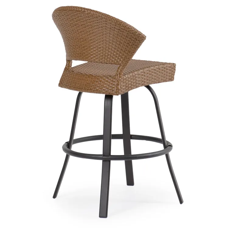Empire Outdoor Wicker Bar Height Stool with Curved Back