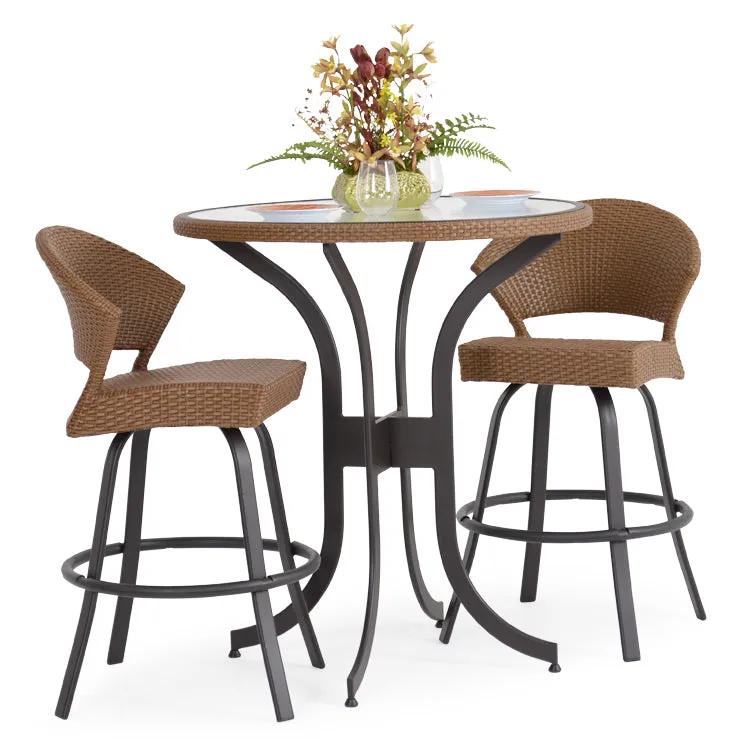 Empire Outdoor Wicker Bar Height Stool with Curved Back