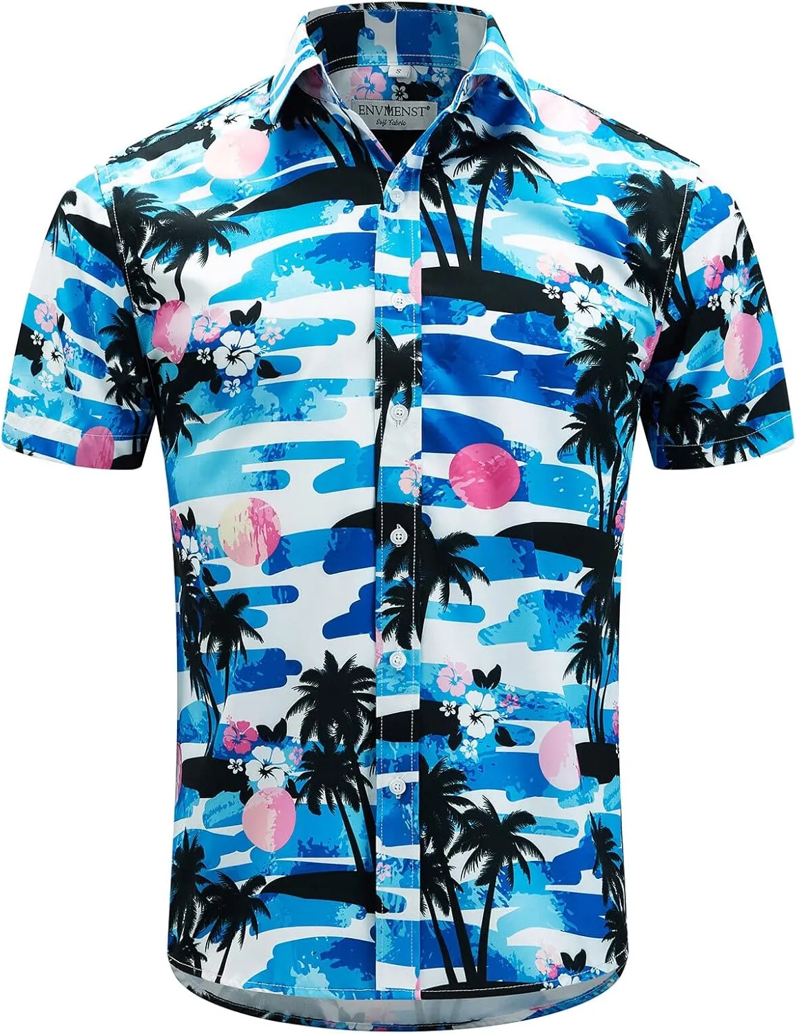 ENVMENST Hawaiian Shirt for Men Short Sleeve Beach Printed Summer Button Down Aloha Shirt(S-3XL)
