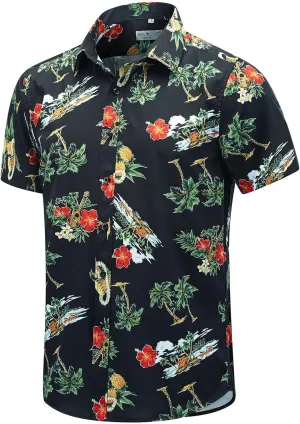 ENVMENST Hawaiian Shirt for Men Short Sleeve Beach Printed Summer Button Down Aloha Shirt(S-3XL)