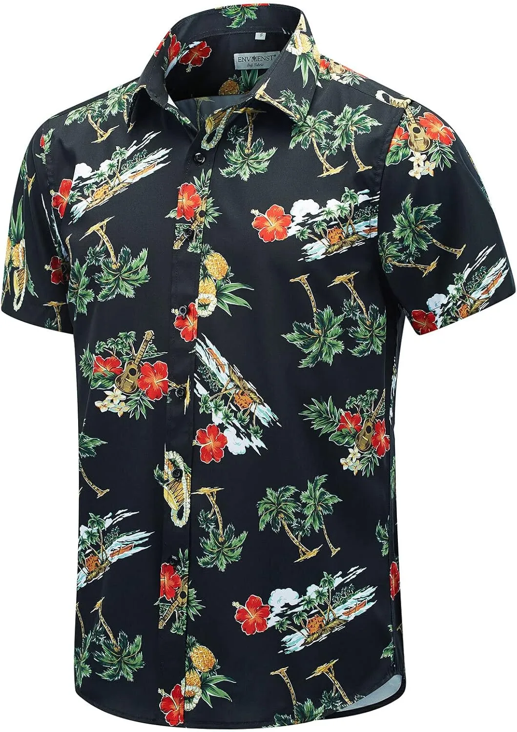 ENVMENST Hawaiian Shirt for Men Short Sleeve Beach Printed Summer Button Down Aloha Shirt(S-3XL)