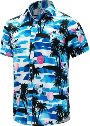 ENVMENST Hawaiian Shirt for Men Short Sleeve Beach Printed Summer Button Down Aloha Shirt(S-3XL)