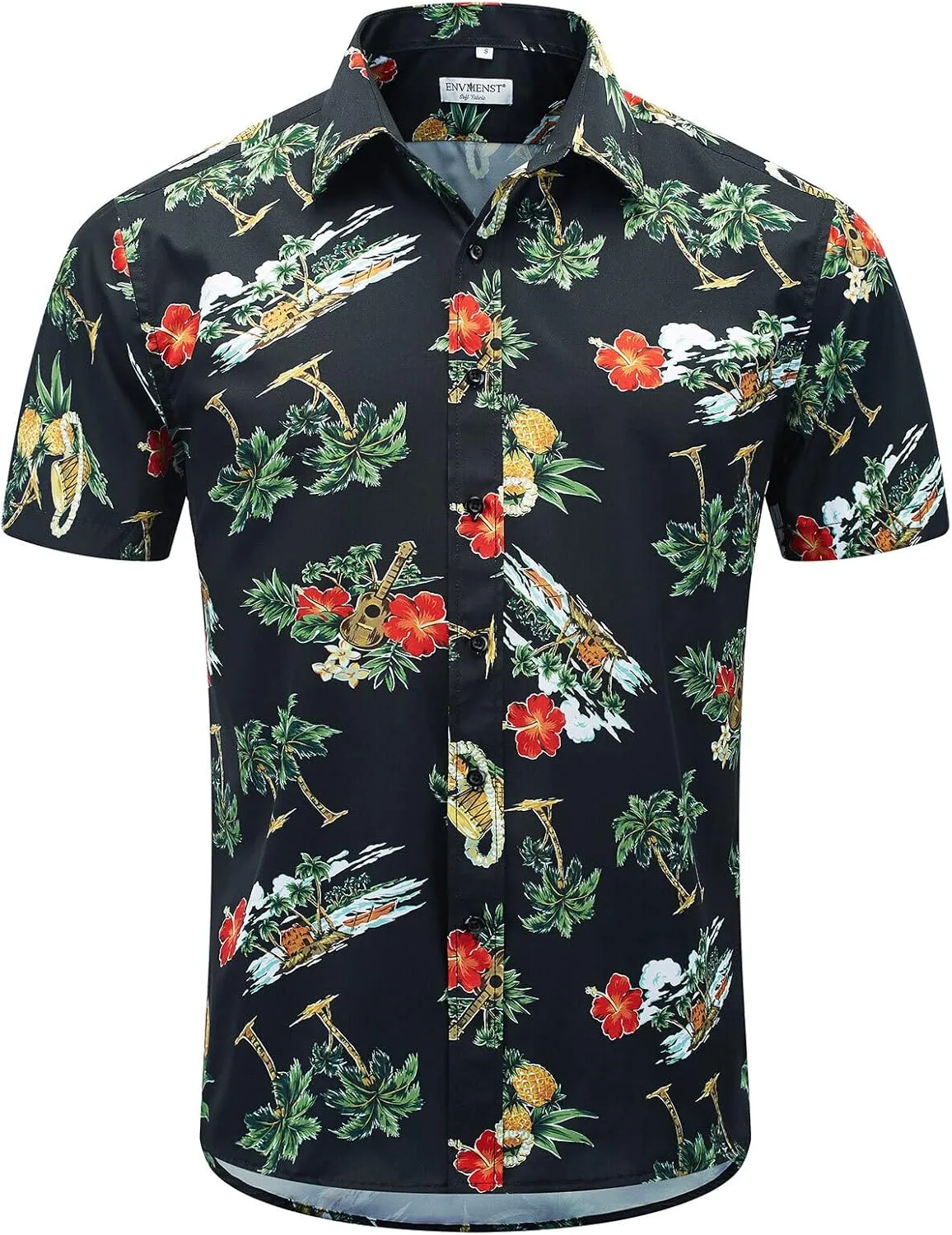 ENVMENST Hawaiian Shirt for Men Short Sleeve Beach Printed Summer Button Down Aloha Shirt(S-3XL)