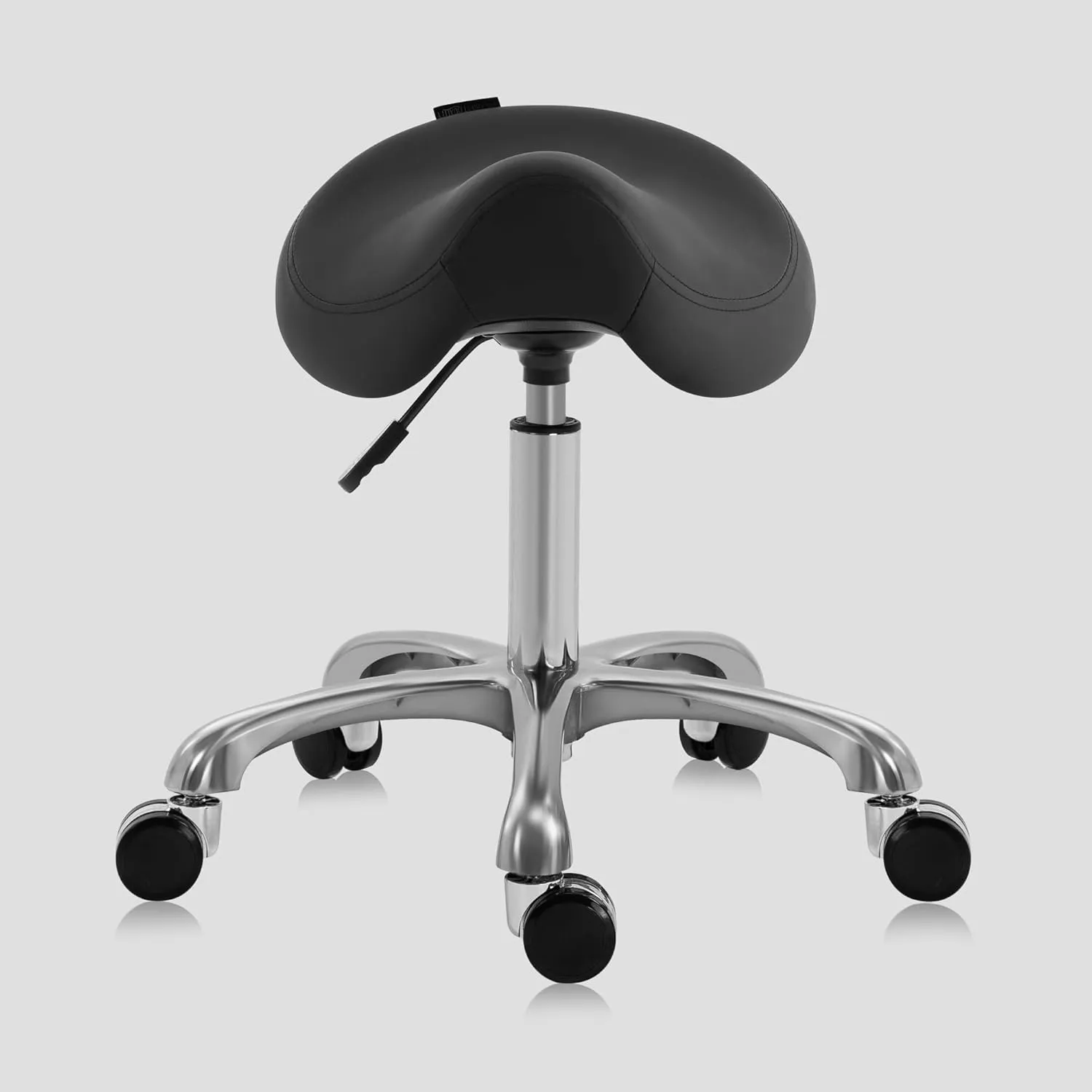 Ergonomic Saddle Stool Adjustable Pneumatic Swivel Rolling Saddle Seat Stool with Wheels for Medical Hygienic SPA Massage Salon Home and Office 506 Haku (Black)