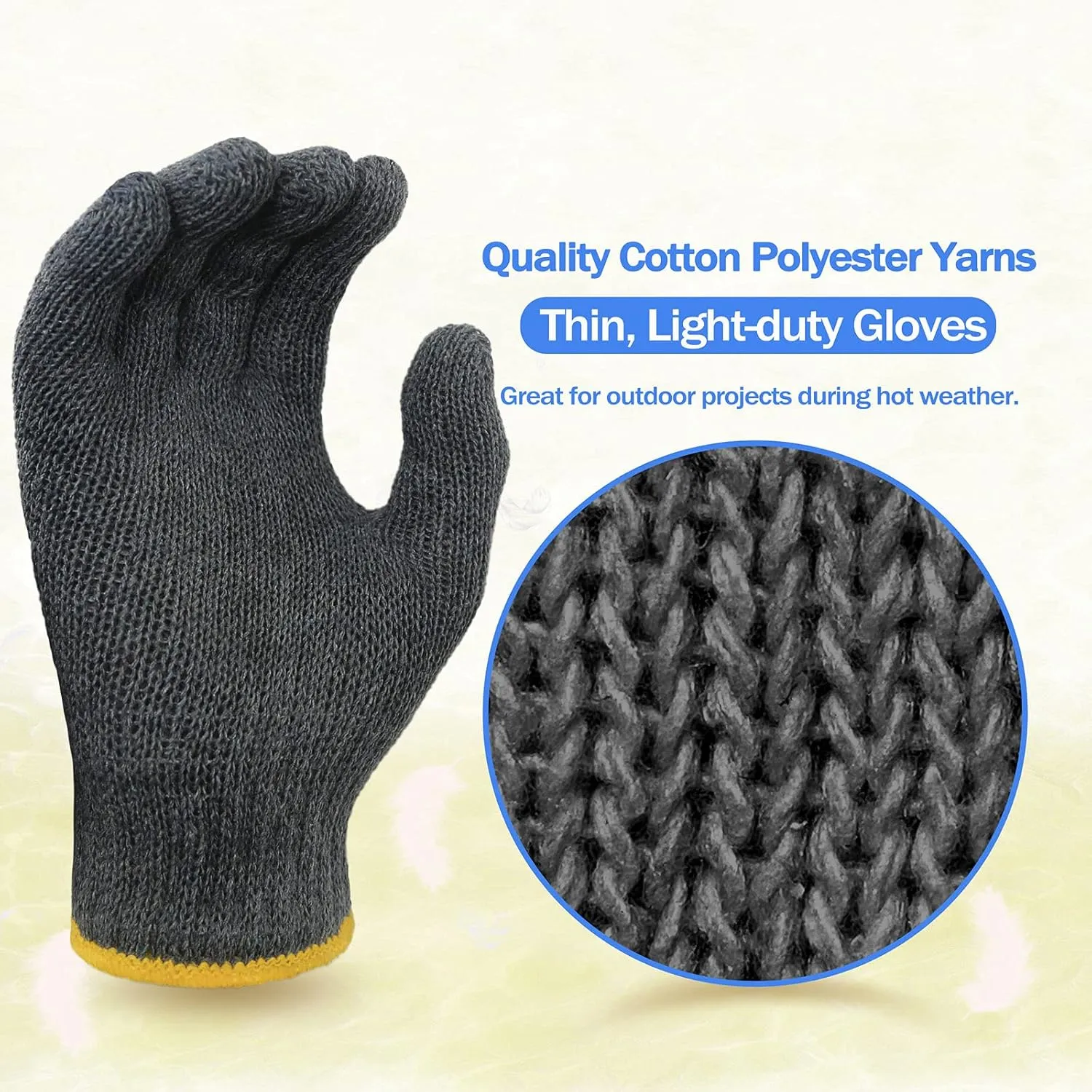 Evridwear Cotton Work Gloves Light-duty String Knit BBQ Glove Liner for Outdoor Cooking, Painting, Gardening 10/200 Pairs