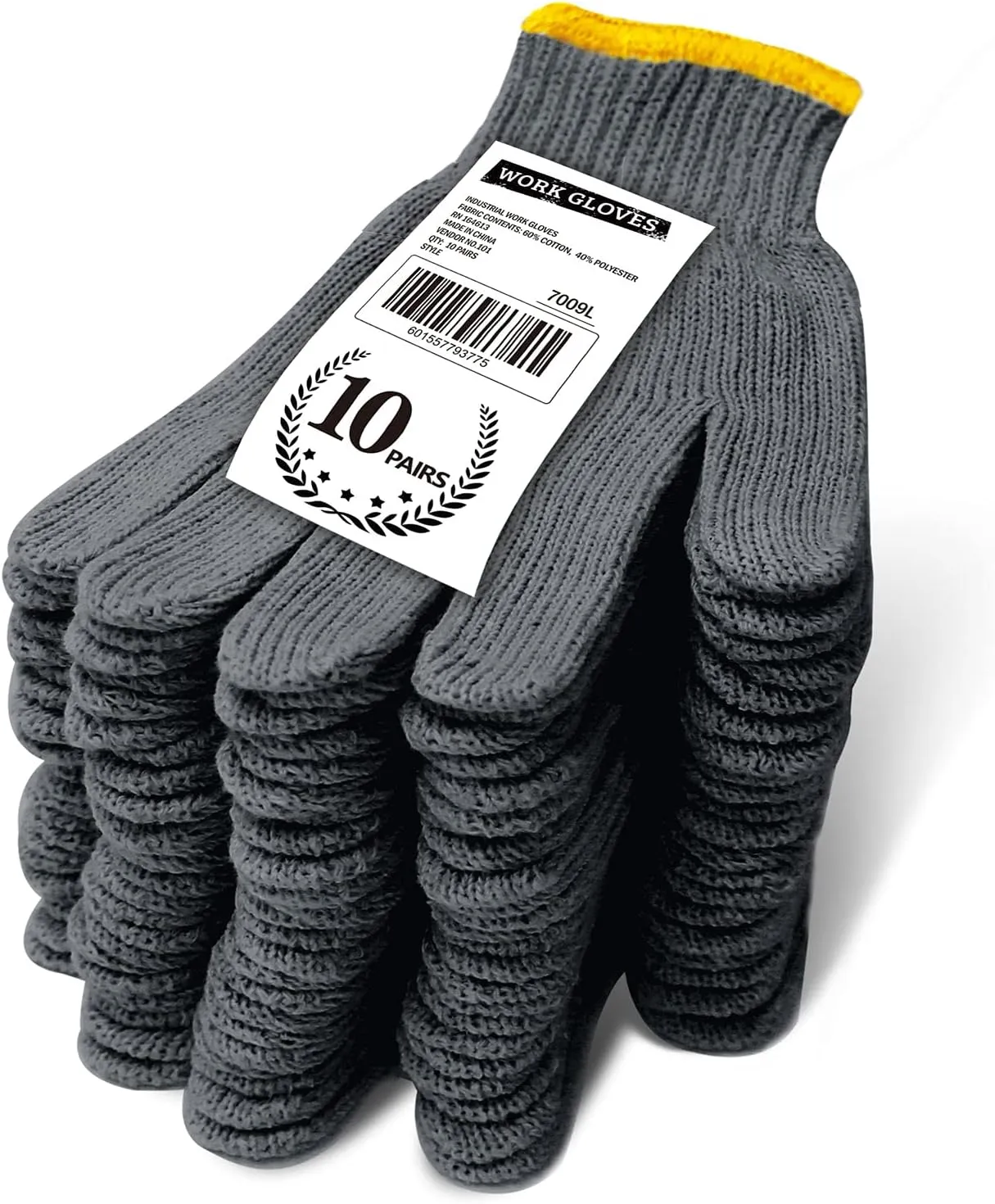 Evridwear Cotton Work Gloves Light-duty String Knit BBQ Glove Liner for Outdoor Cooking, Painting, Gardening 10/200 Pairs