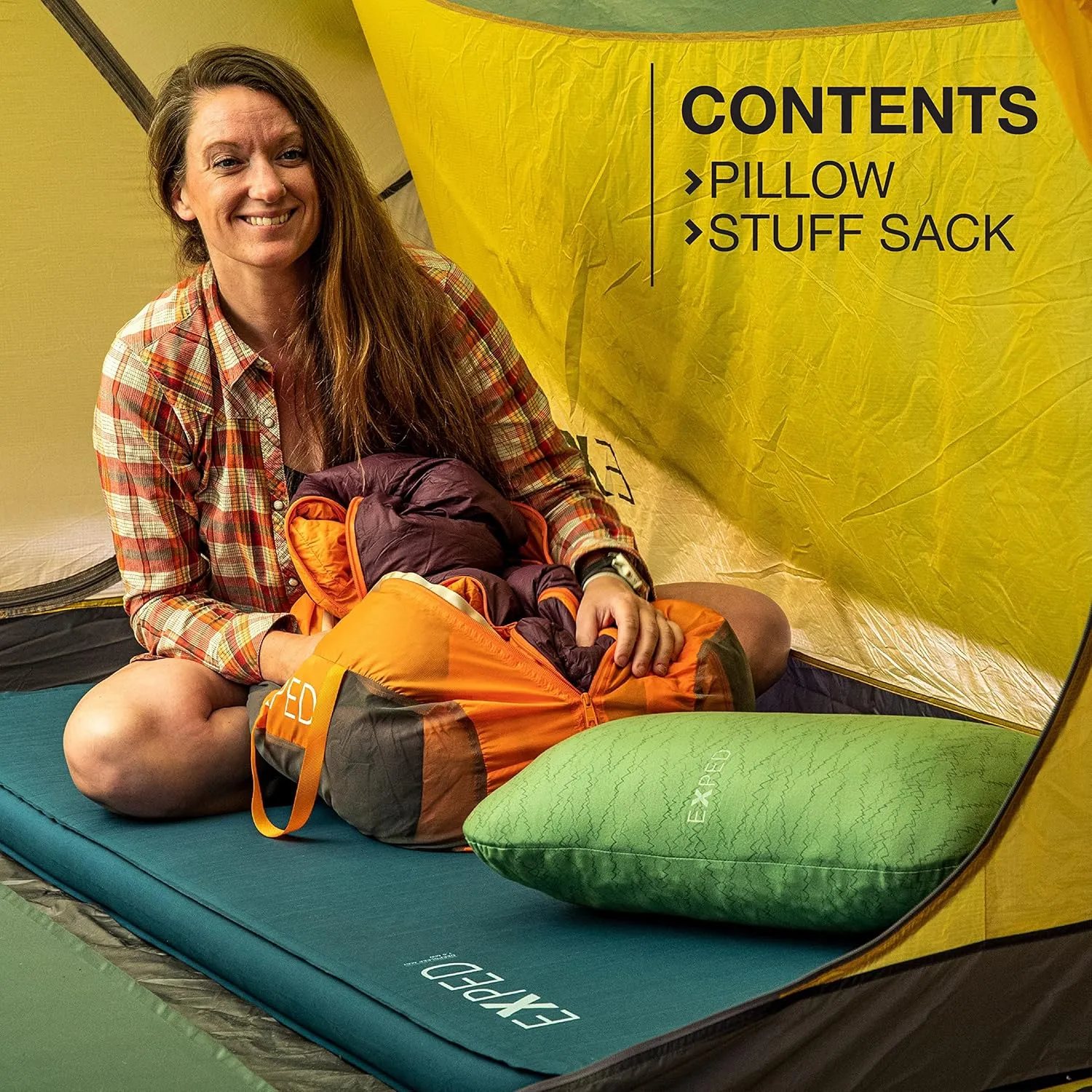 Exped Trailhead Pillow | Memory Foam Camping Pillow | Plush & Luxurious Camping Pillow | Large & Comfortable Travel Pillow, Cypress, One Size