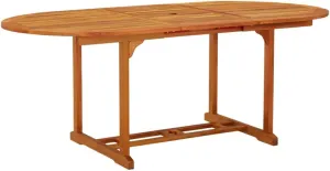 Extendable Eucalyptus Garden Table, Reddish-Brown Solid Wood Outdoor Dining Table - Outdoor Furniture for Dining, Kitchen, Picnic & Camping Tables
