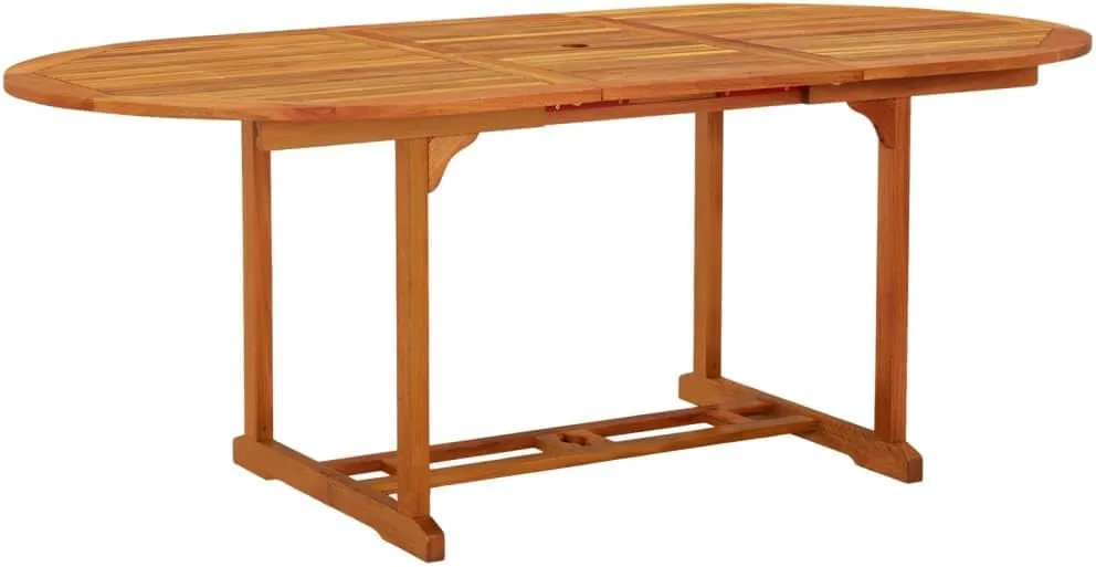 Extendable Eucalyptus Garden Table, Reddish-Brown Solid Wood Outdoor Dining Table - Outdoor Furniture for Dining, Kitchen, Picnic & Camping Tables