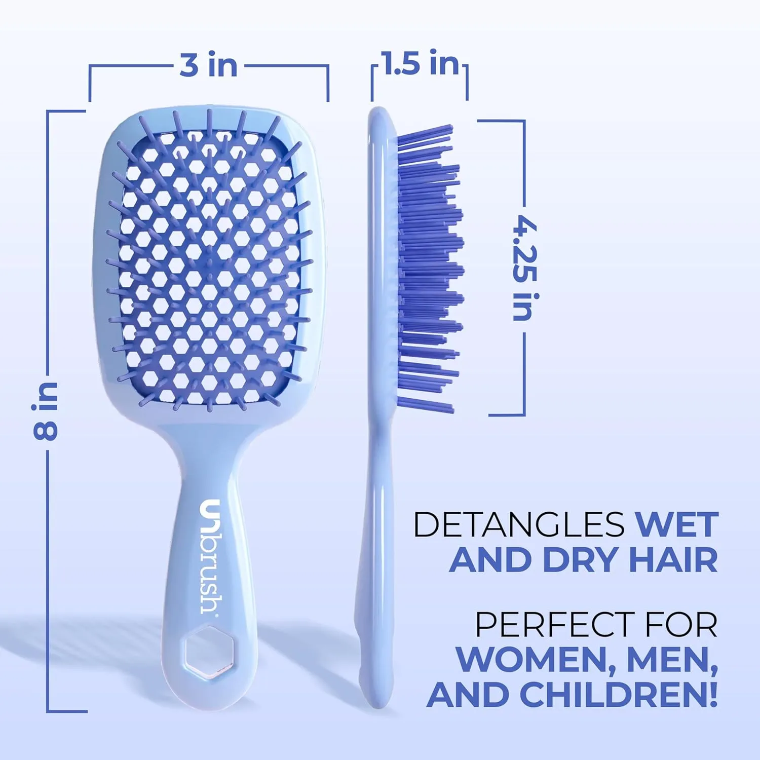 FHI Heat UNbrush Detangling Brush for Pain-Free Brushing on All Wet or Dry Hair Types — Durable DuoFlex Anti-Static Bristles, Lightweight Handle, Vented Hair Brush