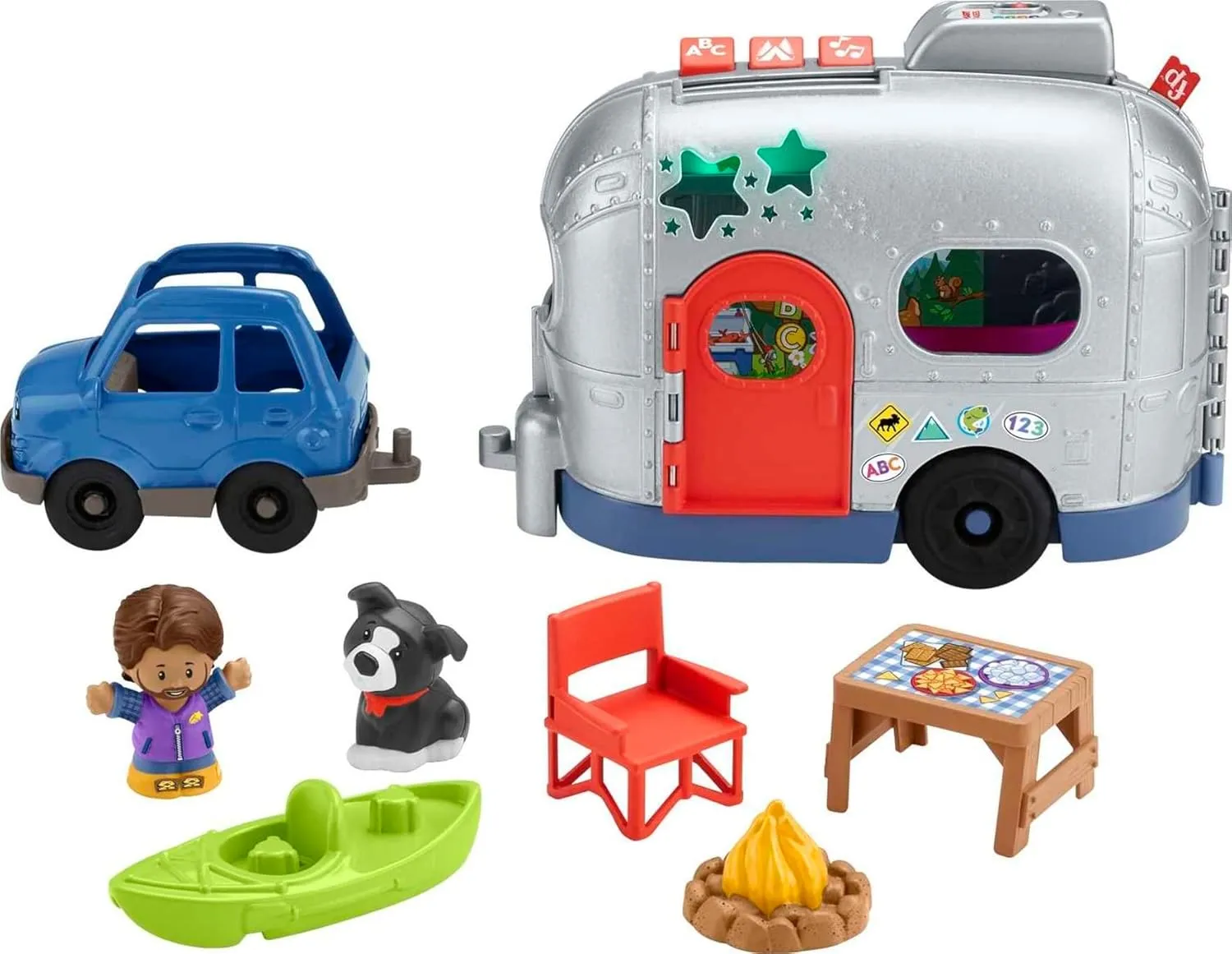 Fisher-Price Little People Toddler Toy Light-Up Learning Camper Playset with Smart Stages for Pretend Play Kids Ages 1  Years​