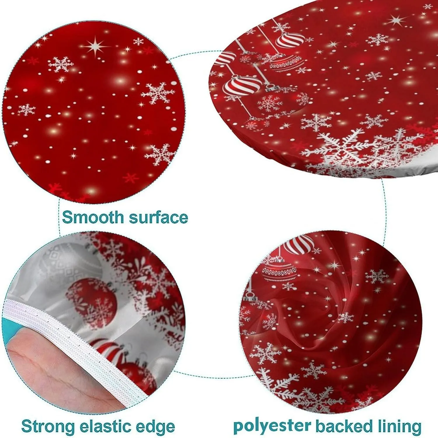 Fitted Oval Elastic Edge Tablecloths, Christmas Snowflake Decoration Table Cloth, Great for Home Kitchen/Parties/Holiday Dinner, Fits for 48 x 80 Oval Table