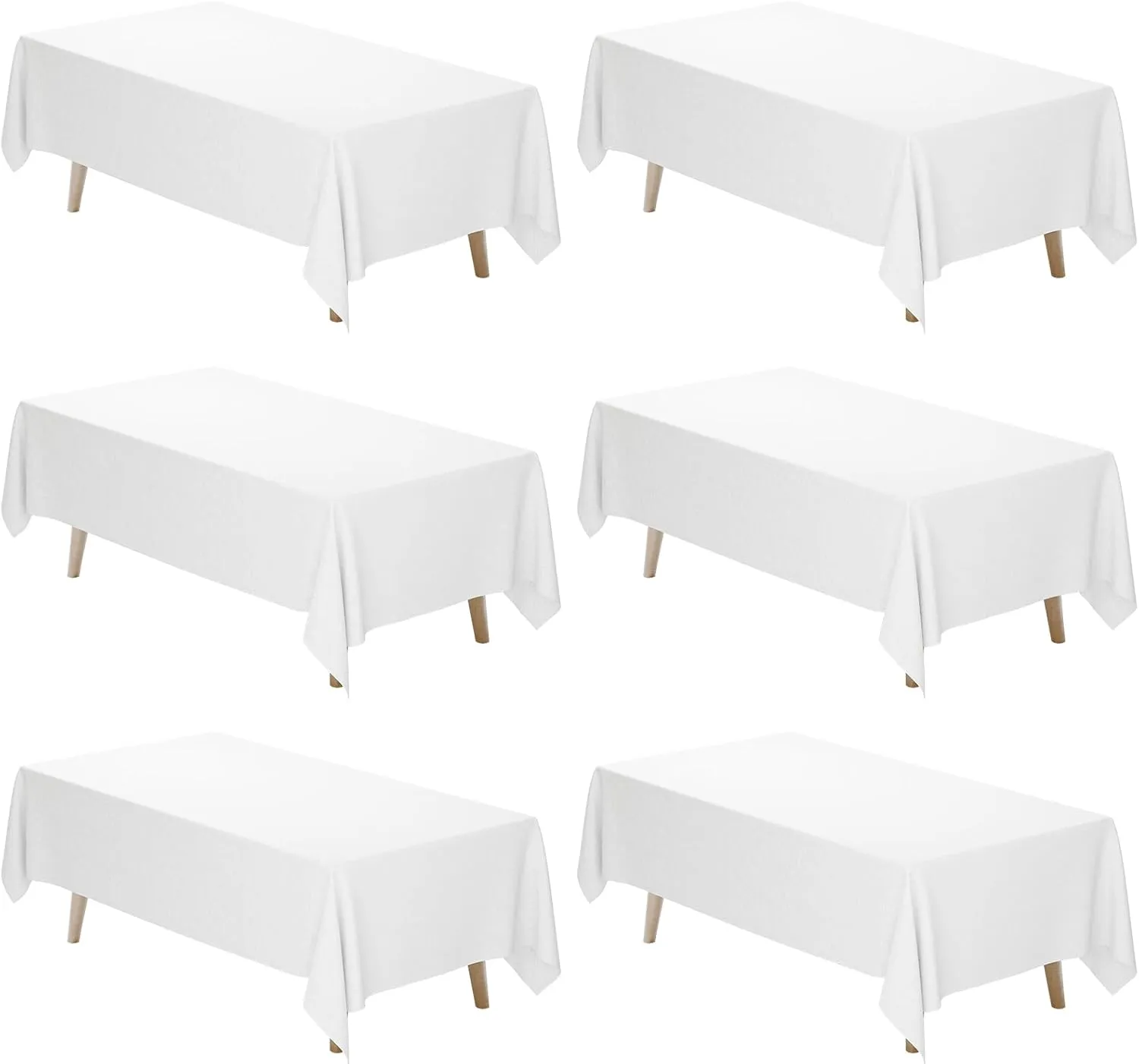Fixwal 6 Pack White Table Cloth for Rectangle Table, 70 x 120 Inch Polyester Fabric Tablecloths Rectangular, Table Covers 6-8ft for Party, Banquet, Dining, Wedding, Graduation