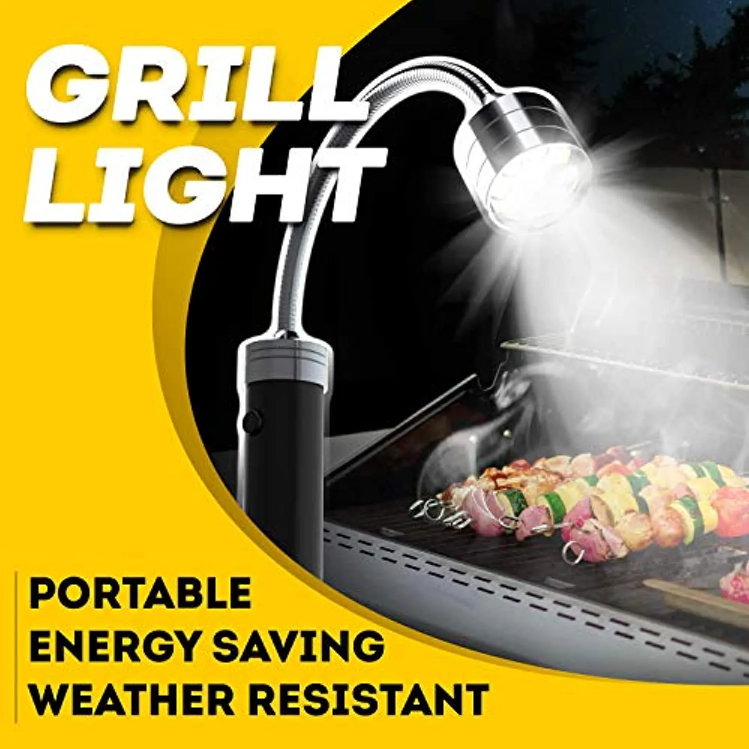 Flexible LED BBQ Grill Lights Set of 2 - The Perfect Grilling Accessories Light with 360-Degree Magnetic Base and Gooseneck - 100% Portable Weatherproof Outdoor Lamp w/ 6 Batteries Included