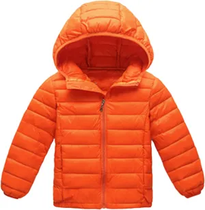 FLITAY Kid Winter Looser Fit Hooded Down Jacket Lightweight Warm Packable Jacket with Pocket