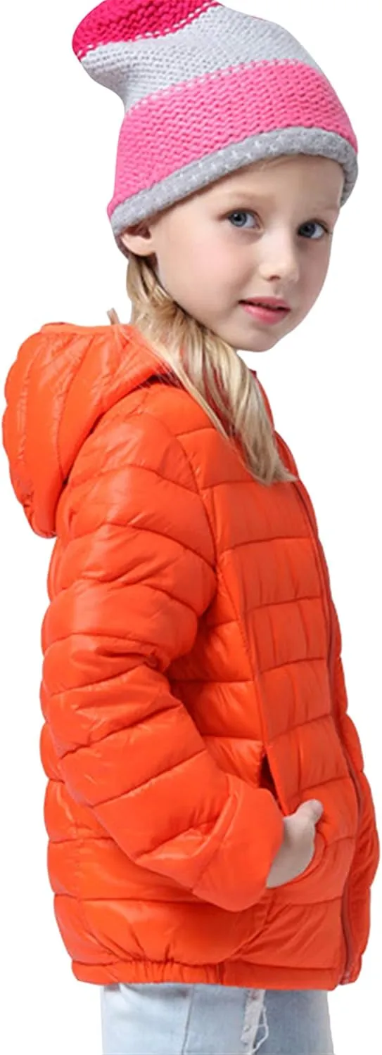 FLITAY Kid Winter Looser Fit Hooded Down Jacket Lightweight Warm Packable Jacket with Pocket