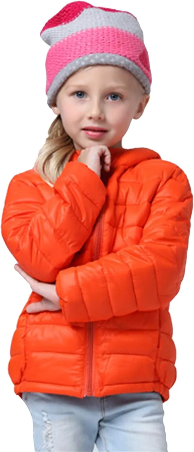 FLITAY Kid Winter Looser Fit Hooded Down Jacket Lightweight Warm Packable Jacket with Pocket