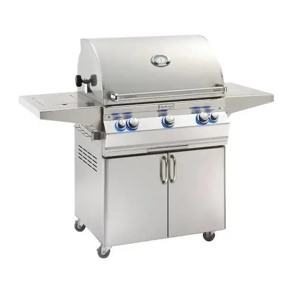 FM A660s Aurora 30" Portable Grill with Analog Thermometer, Flush Mounted Single Side Burner and Rotisserie Backburner, LP - A660S8EAP62