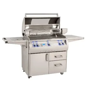 FM E790s Echelon 36" Portable Grill with Digital Thermometer and Flush Mounted Single Side Burner, LP - E790S8E1P62