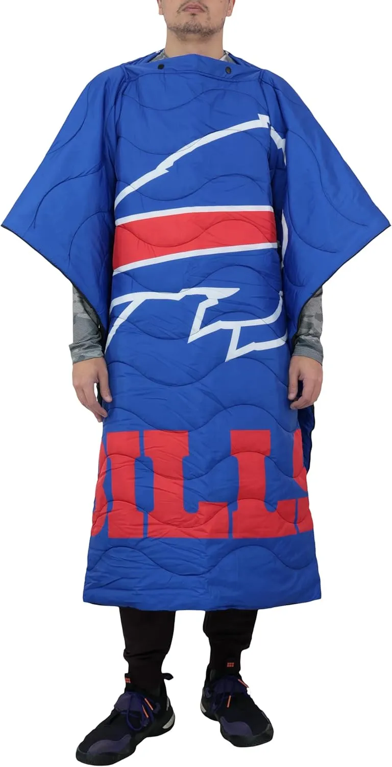 FOCO NFL Exclusive Wearable Outdoor Wordmark Big Logo Blanket, 50 x 60, Buffalo Bills