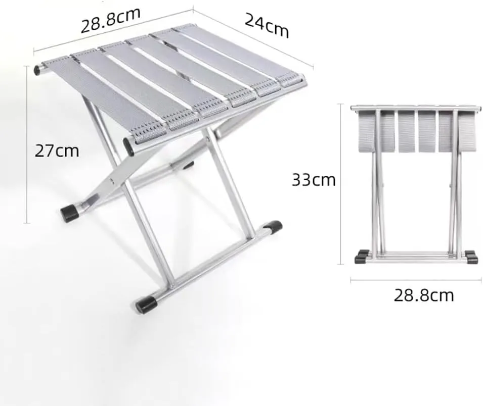 Foldable Small Bathroom Stool, Portable Fishing Stool, Metal Folding Seat Camping Stool, Compact Low Stool for Hunting Bathroom Backyard Garden(Silver,Small)