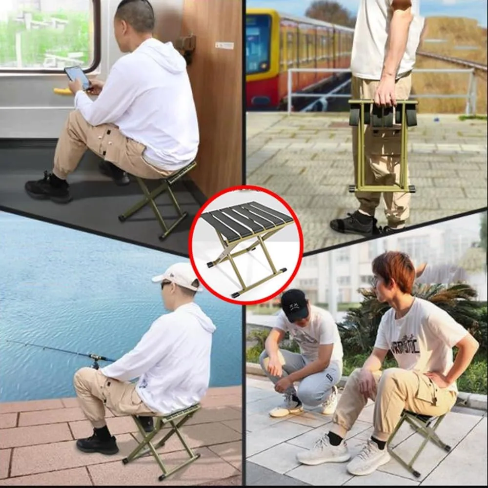 Foldable Small Bathroom Stool, Portable Fishing Stool, Metal Folding Seat Camping Stool, Compact Low Stool for Hunting Bathroom Backyard Garden(Silver,Small)