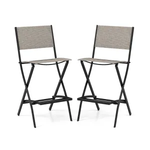 Folding Bar Height Stool with Metal Frame and Footrest