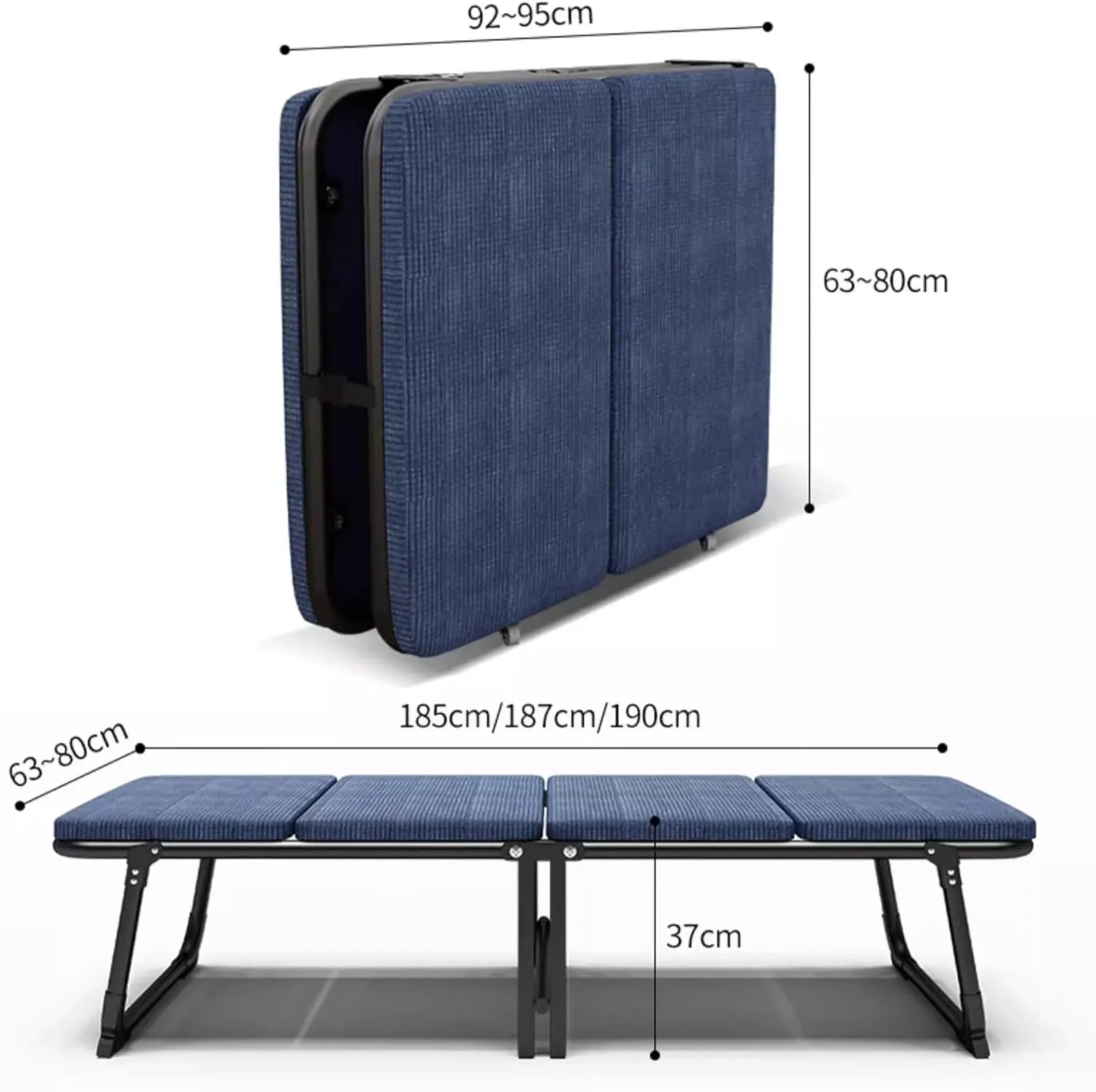 Folding Camping Cot W/Mat for Adults, Heavy Duty Collapsible Foldable Camping Bed for Adults Kids with Non-Slip Foot Pad for Home Office Nap Beach Pool Patio Travel(Blue,70x187cm)