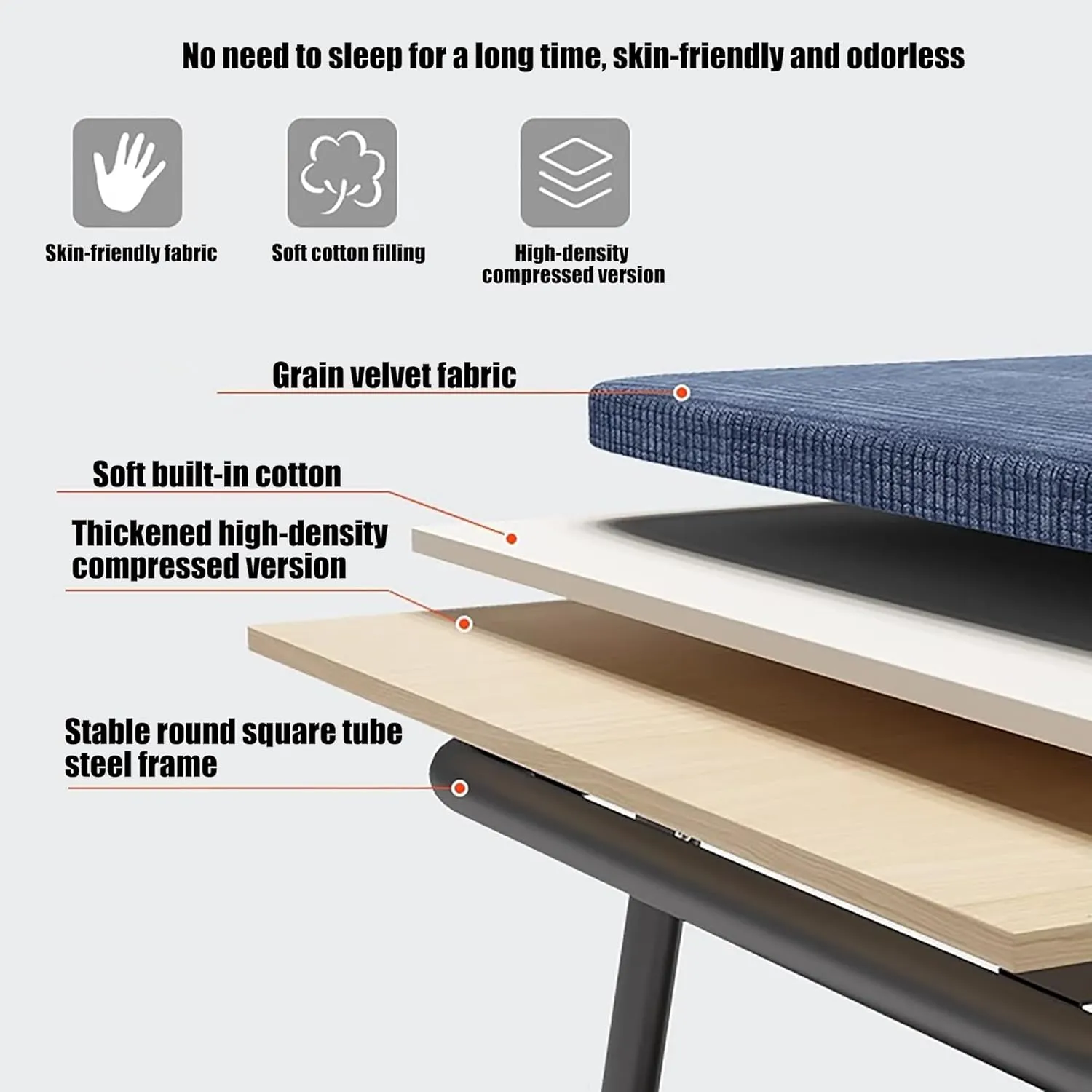 Folding Camping Cot W/Mat for Adults, Heavy Duty Collapsible Foldable Camping Bed for Adults Kids with Non-Slip Foot Pad for Home Office Nap Beach Pool Patio Travel(Blue,70x187cm)