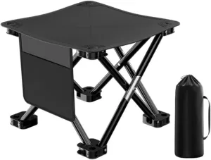 Folding Camping Stool 180kg Load Capacity Portable Fishing Stool with Side Pocket Waterproof Collapsible with Carry Bag for Fishing Hiking Gardening Backpacking Travelling Beach XL