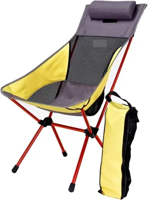 Folding Chairs Outdoor Camping Portable Aluminum Alloy Fishing Slacker Chair Seat Stool, Backrest Beach Step Stool with Pillow