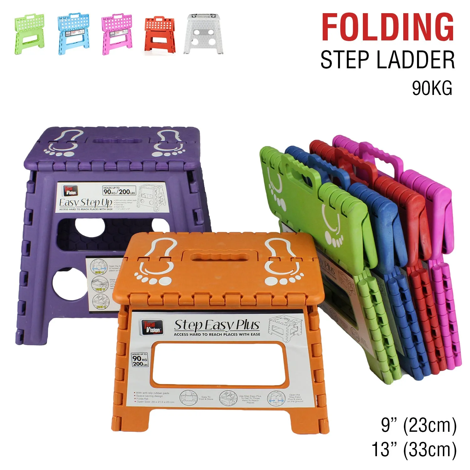 Folding Foot Stool Step Ladder Children Kids Plastic Footstool Stepladder Chair