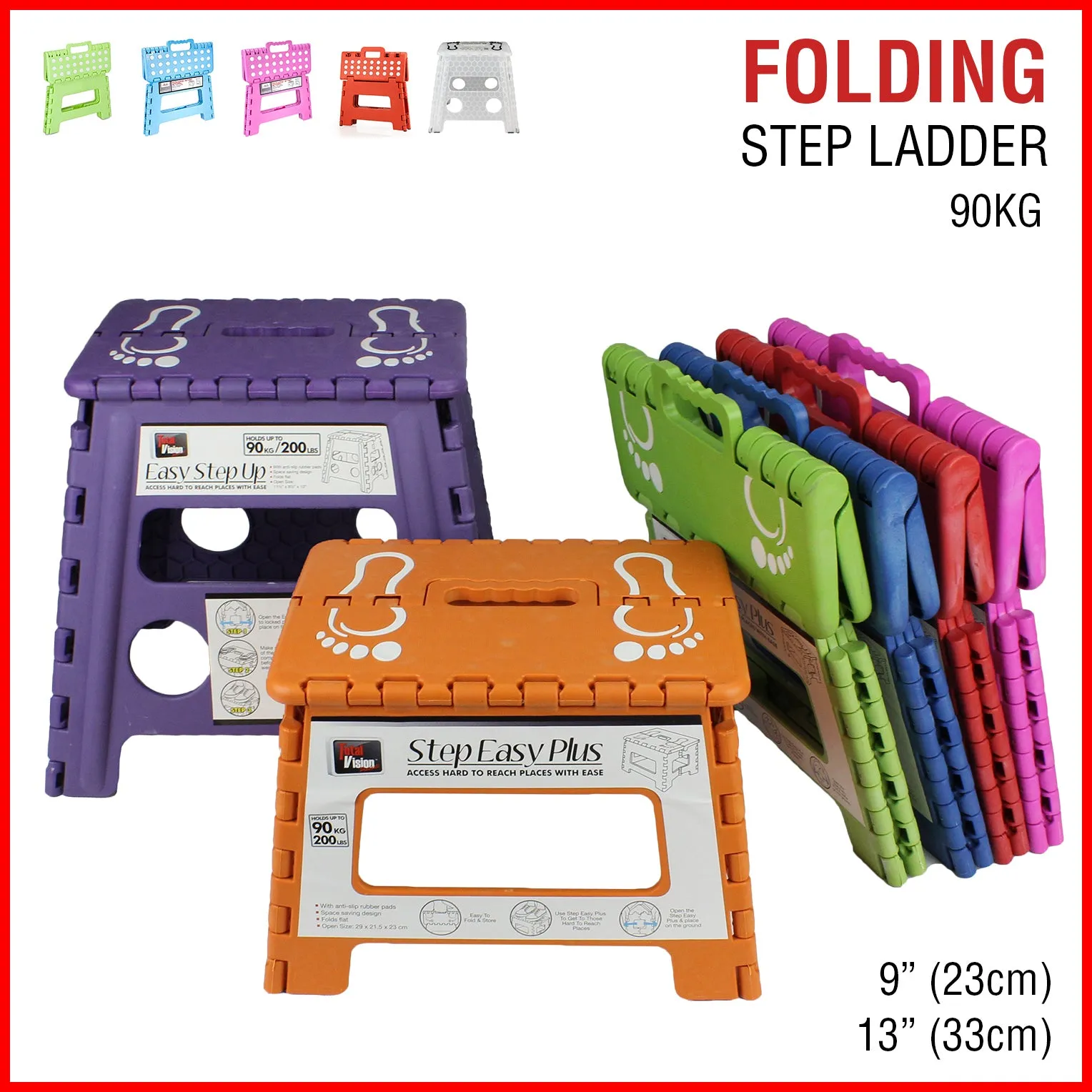Folding Foot Stool Step Ladder Children Kids Plastic Footstool Stepladder Chair