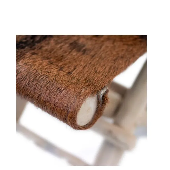 Folding Goatskin Leather Stool or Ottoman